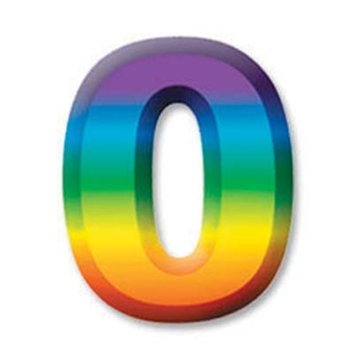 "0" Multi-Colored Plastic 3-D Number