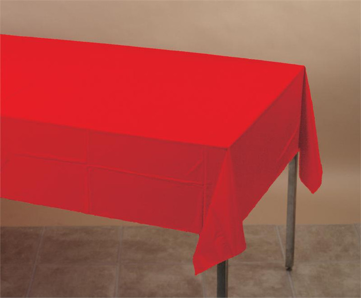 Classic Red Plastic Table Cover - 54 in x 108 in