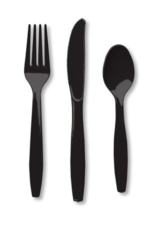 Black Velvet Assorted Plastic Cutlery - 24 ct