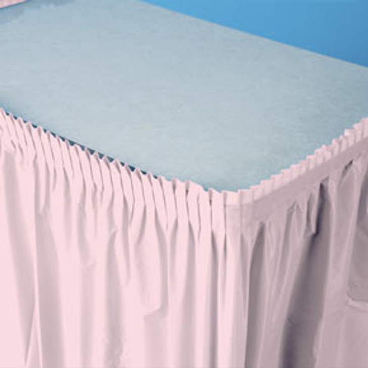 Classic Pink Plastic Table Skirt - 14 ft