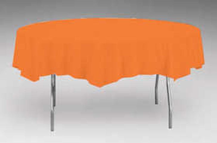 Sunkissed Orange Octy-Round Plastic Table Cover - 82 in