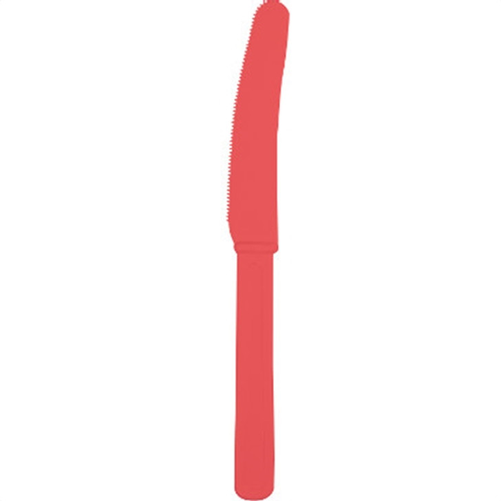 Coral Plastic Knives - 24 ct