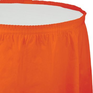 Sunkissed Orange Plastic Tableskirt
