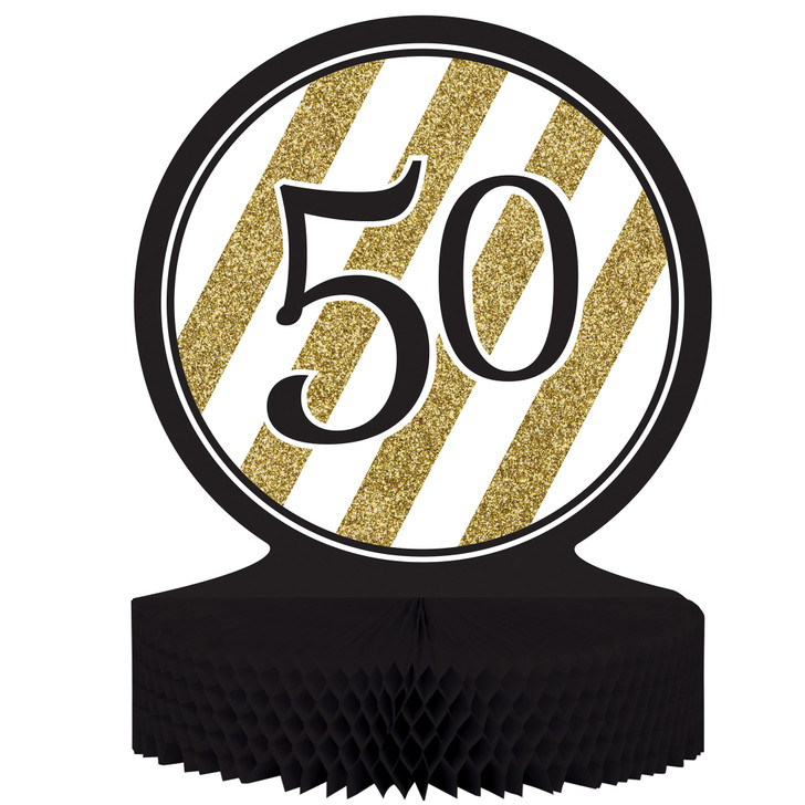Black & Gold "50" Honeycomb Centerpiece
