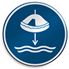 ISO Safety Sign - Lower liferaft to the water in launch sequence