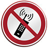 ISO Safety Sign - No activated mobile phones