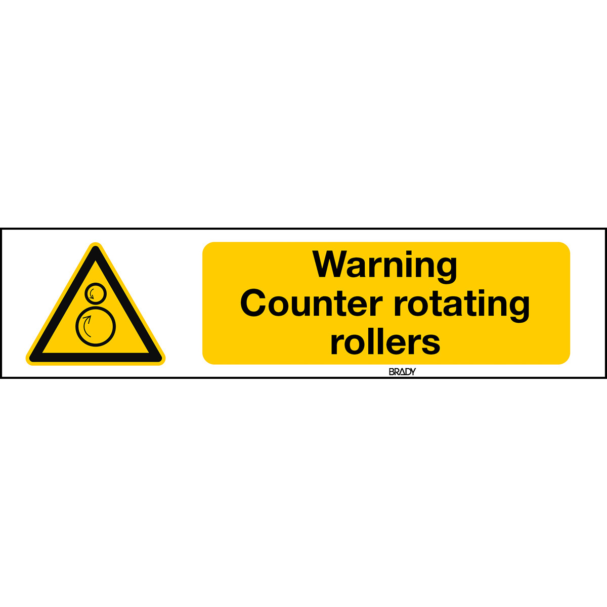 Rotating Warning Sign Iso ISO 7010 Sign - Warning: counter rotating rollers | 830085 | BRADY