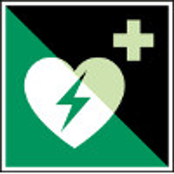 Glow-in-the-dark safety sign - AED Automated External Defibrillator