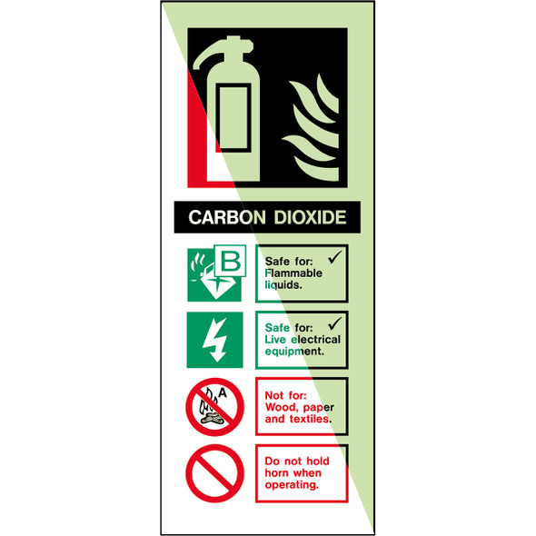 Glow-in-the-dark safety sign - CO2 For use on Flammable Liquids…