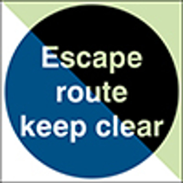 Glow-in-the-dark safety sign - Escape route keep clear
