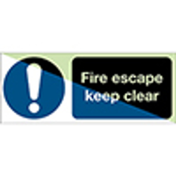 Glow-in-the-dark safety sign - Fire escape keep clear