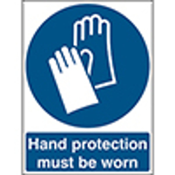 Glow-in-the-dark safety sign - Hand protection must be worn