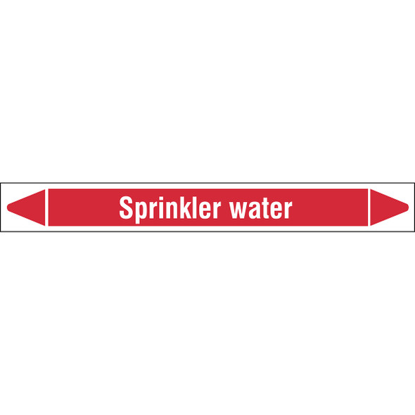 Individual linerless Pipe Markers on a Roll with die-cut arrowheads, without pictograms - Fire Fighting - Sprinkler water