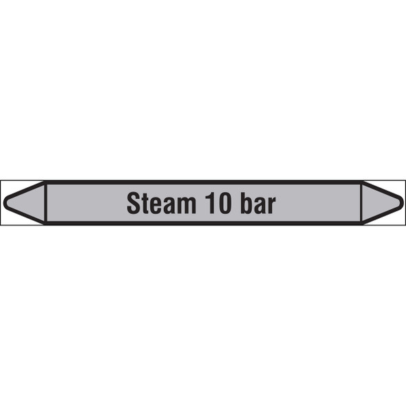 Individual linerless Pipe Markers on a Roll with die-cut arrowheads, without pictograms - Steam - Steam 10 bar