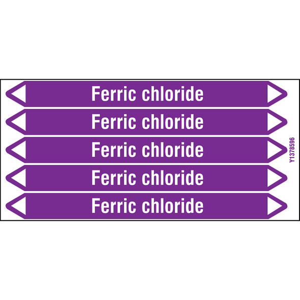 Individual Pipe Markers on a Card with die-cut arrowheads, without pictograms - Acids & Alkalis - Ferric chloride