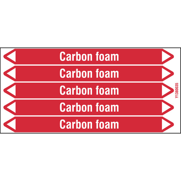 Individual Pipe Markers on a Card with die-cut arrowheads, without pictograms - Fire Fighting - Carbon foam