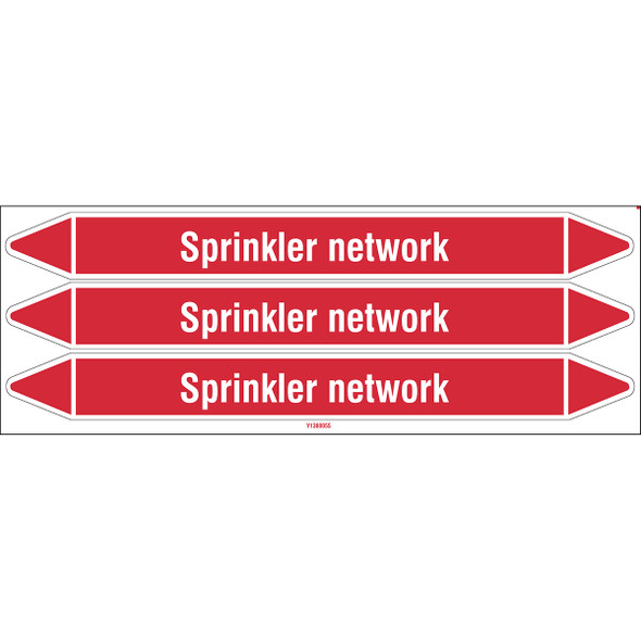 Individual Pipe Markers on a Card with die-cut arrowheads, without pictograms - Fire Fighting - Sprinkler network