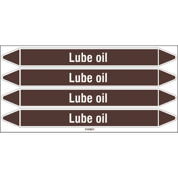 Individual Pipe Markers on a Card with die-cut arrowheads, without pictograms - Flammable/Non Flammable Liquids/Oils - Lube oil
