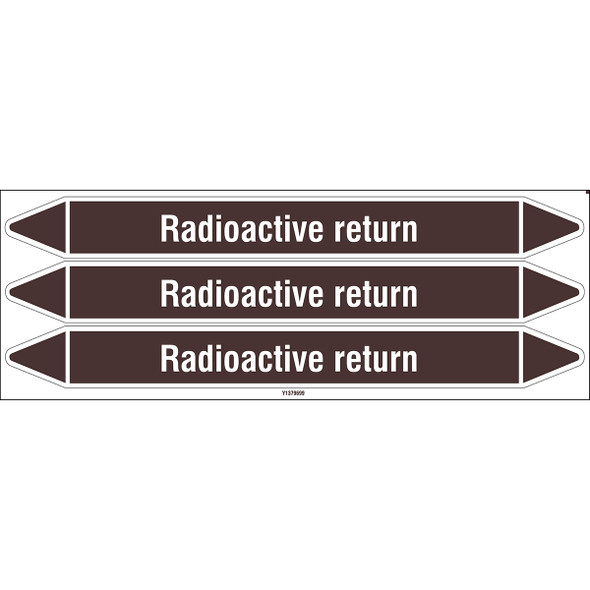 Individual Pipe Markers on a Card with die-cut arrowheads, without pictograms - Flammable/Non Flammable Liquids/Oils - Radioactive return