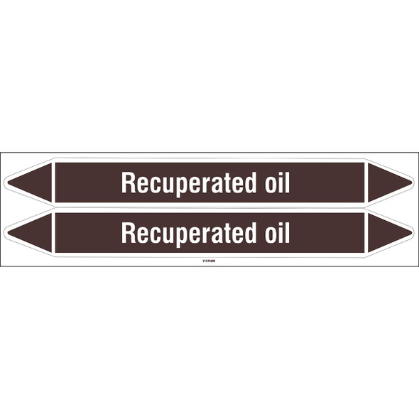 Individual Pipe Markers on a Card with die-cut arrowheads, without pictograms - Flammable/Non Flammable Liquids/Oils - Recuperated oil