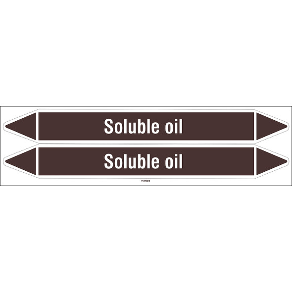 Individual Pipe Markers on a Card with die-cut arrowheads, without pictograms - Flammable/Non Flammable Liquids/Oils - Soluble oil