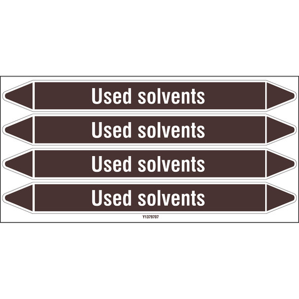 Individual Pipe Markers on a Card with die-cut arrowheads, without pictograms - Flammable/Non Flammable Liquids/Oils - Used solvents