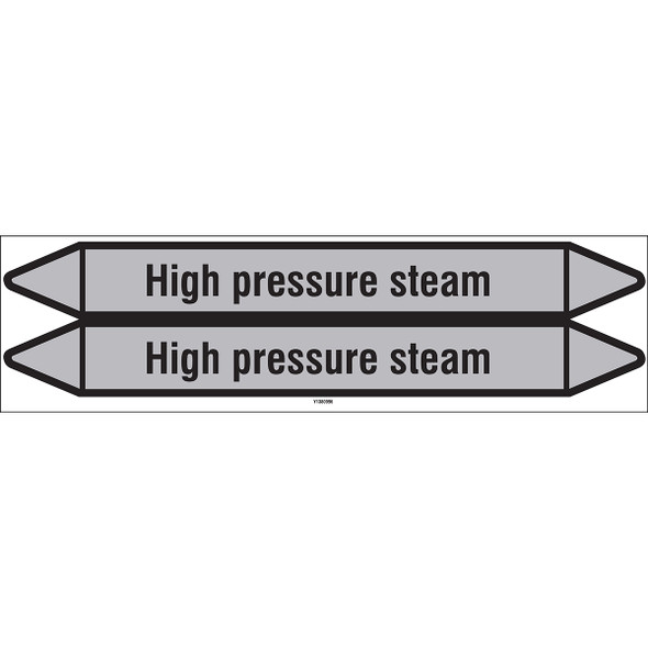 Individual Pipe Markers on a Card with die-cut arrowheads, without pictograms - Steam - High pressure steam