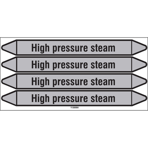 Individual Pipe Markers on a Card with die-cut arrowheads, without pictograms - Steam - High pressure steam