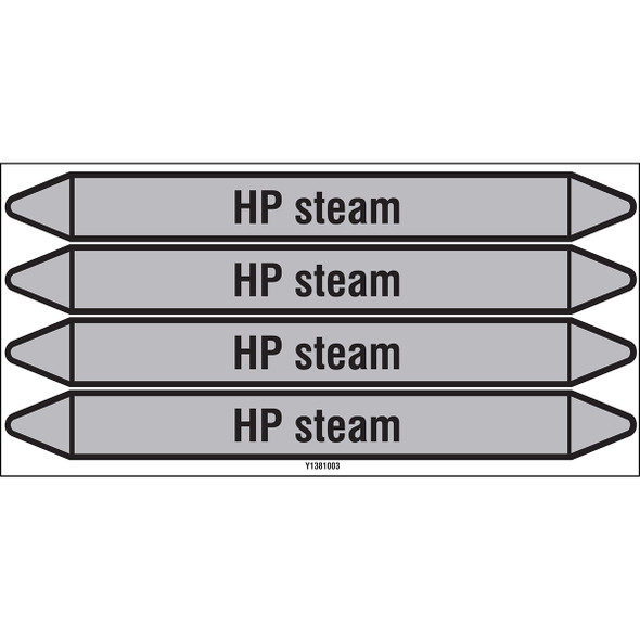 Individual Pipe Markers on a Card with die-cut arrowheads, without pictograms - Steam - HP steam