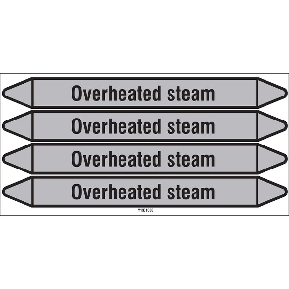 Individual Pipe Markers on a Card with die-cut arrowheads, without pictograms - Steam - Overheated steam