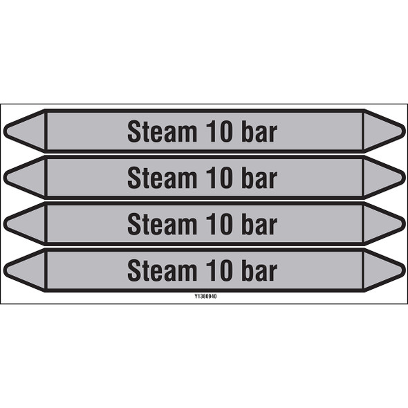 Individual Pipe Markers on a Card with die-cut arrowheads, without pictograms - Steam - Steam 10 bar