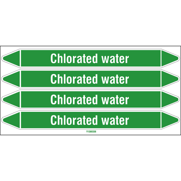 Individual Pipe Markers on a Card with die-cut arrowheads, without pictograms - Water - Chlorated water