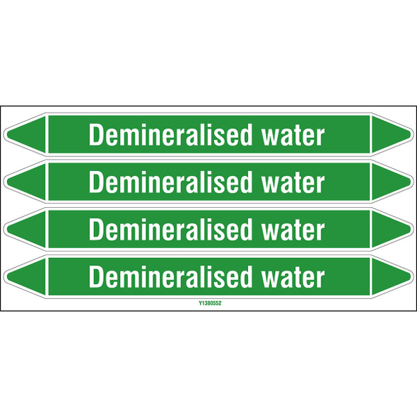 Individual Pipe Markers on a Card with die-cut arrowheads, without pictograms - Water - Demineralised water