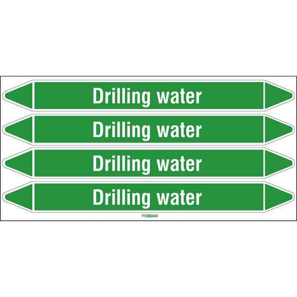 Individual Pipe Markers on a Card with die-cut arrowheads, without pictograms - Water - Drilling water