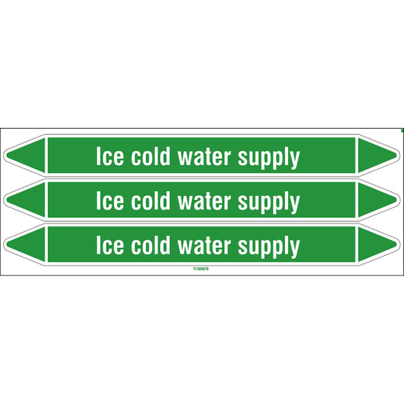 Individual Pipe Markers on a Card with die-cut arrowheads, without pictograms - Water - Ice cold water supply