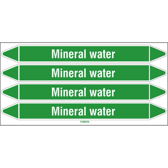 Individual Pipe Markers on a Card with die-cut arrowheads, without pictograms - Water - Mineral water