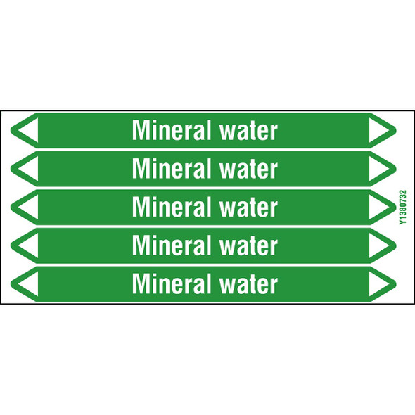 Individual Pipe Markers on a Card with die-cut arrowheads, without pictograms - Water - Mineral water