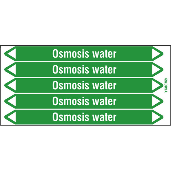 Individual Pipe Markers on a Card with die-cut arrowheads, without pictograms - Water - Osmosis water