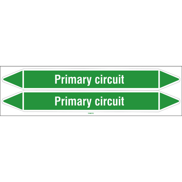 Individual Pipe Markers on a Card with die-cut arrowheads, without pictograms - Water - Primary circuit