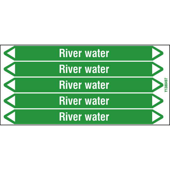 Individual Pipe Markers on a Card with die-cut arrowheads, without pictograms - Water - River water