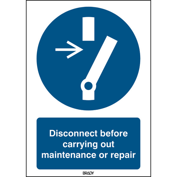 ISO 7010 Sign - Disconnect before carrying out maintenance or repair - Disconnect before carrying out maintenance or repair