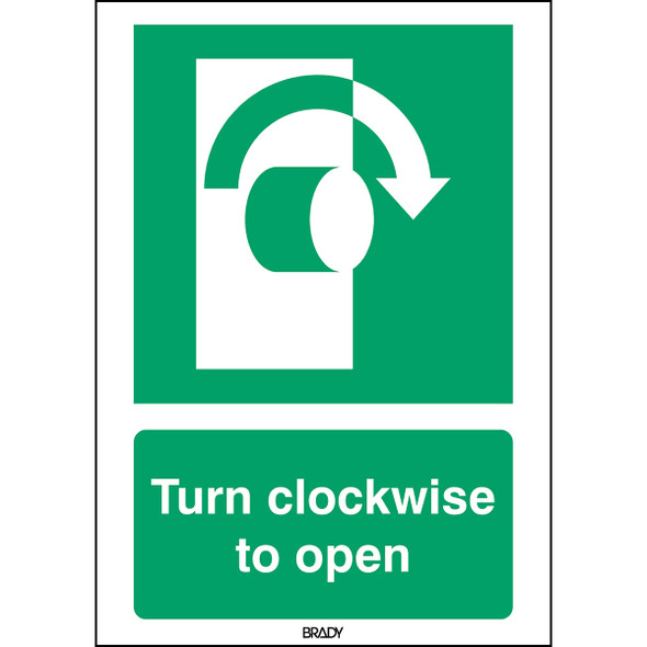 ISO 7010 Sign - Turn clockwise to open - Turn clockwise to open