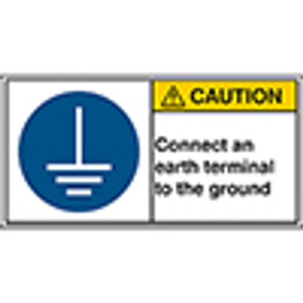 ISO Safety Sign - Connect an earth terminal to the ground