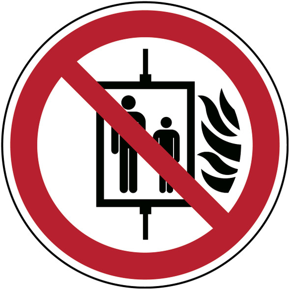 ISO Safety Sign - Do not use lift in the event of fire