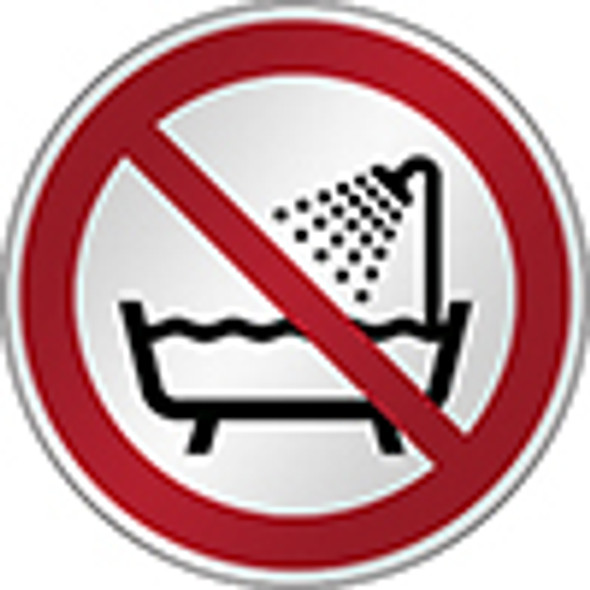 ISO Safety Sign - Do not use this device in a bathtub, shower or water-filled reservoir