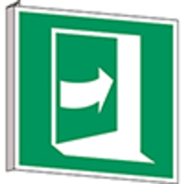 ISO Safety Sign - Door opens by pushing on the right-hand side