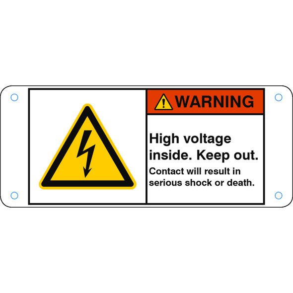 ISO Safety Sign - High voltage inside. Keep out. Contact will result in serious shock or death.