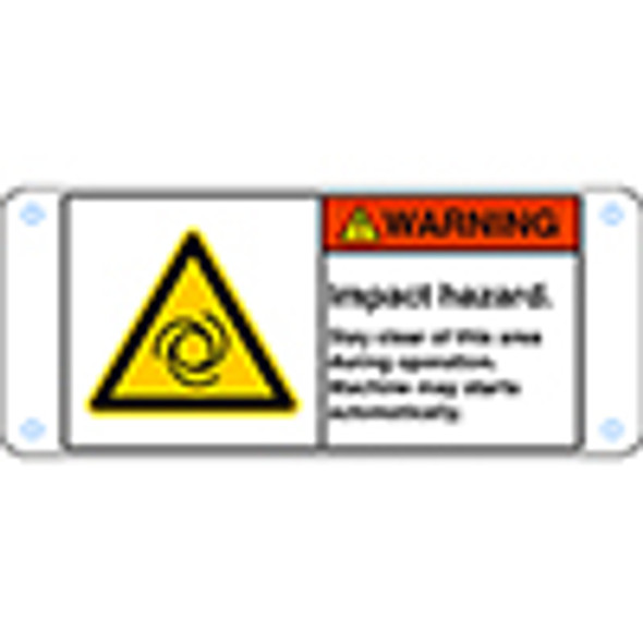 ISO Safety Sign - Impact hazard. Stay clear of this area during operation. Machine may starts automatically.