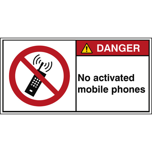 ISO Safety Sign - No activated mobile phones