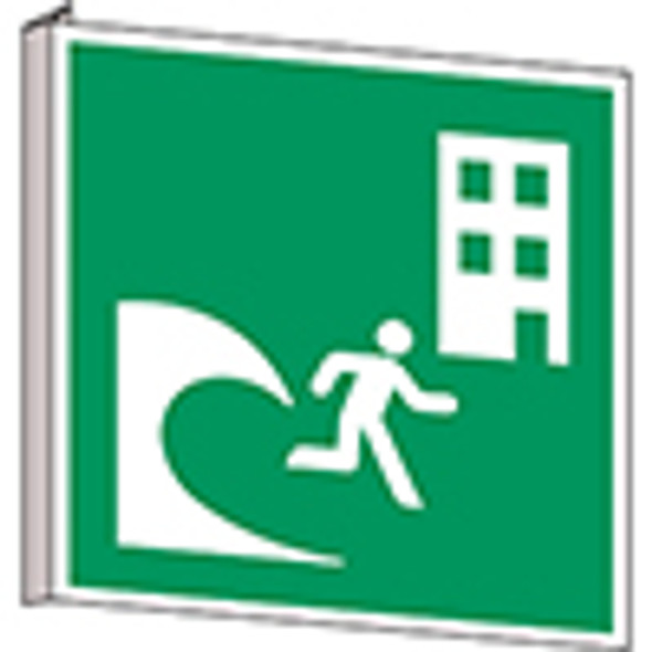 ISO Safety Sign - Tsunami evacuation building